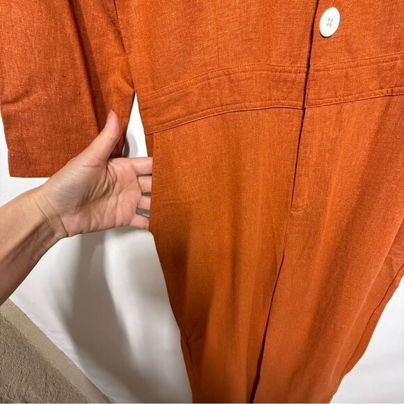 Christy Dawn Painter Linen Jumpsuit in Rust S NWOT - Picture 7 of 16